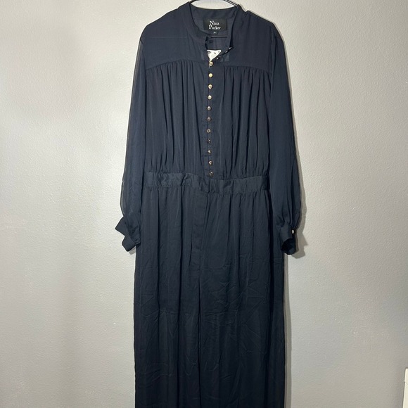 Nina Parker Jumpsuit Sheer Overlay Button Front Plus Size 24W Party Black NWT - Picture 2 of 9